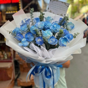 Bó 20 Bông Hồng Tông Xanh